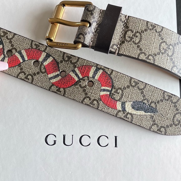 Gucci Accessories Gucci Gg Supreme Canvas Kingsnake Belt Mens